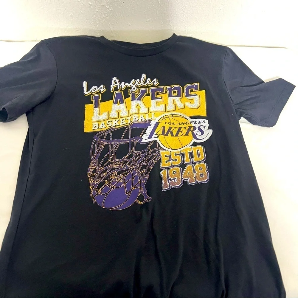 Los Angeles Lakers Basketball Unisex Graphic T-Shirt Black Purple Yellow (14-16)